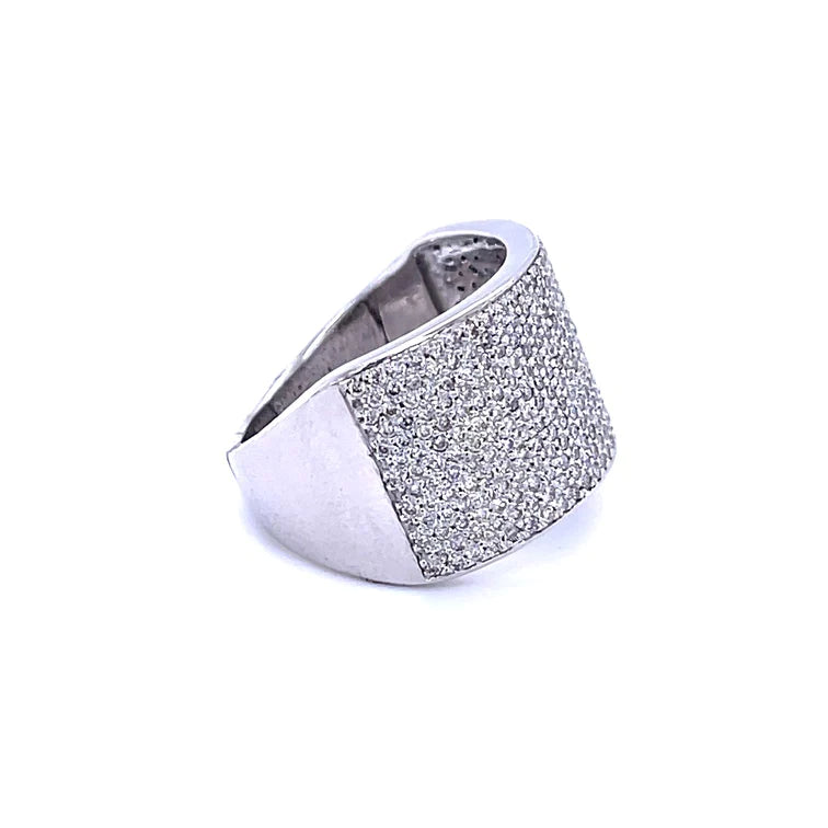 Wide Pave White Gold With Diamond Ring