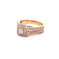 Triple Row Pavé Double Cushion Frame Ring in 14kt Yellow Gold