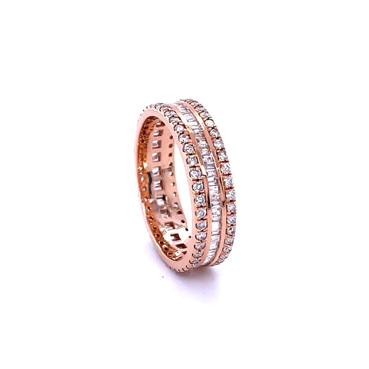3 Row Pavé Diamond Ring in 14kt Rose Gold