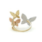 3 Tone Diamond Butterfly Ring in 14kt Gold
