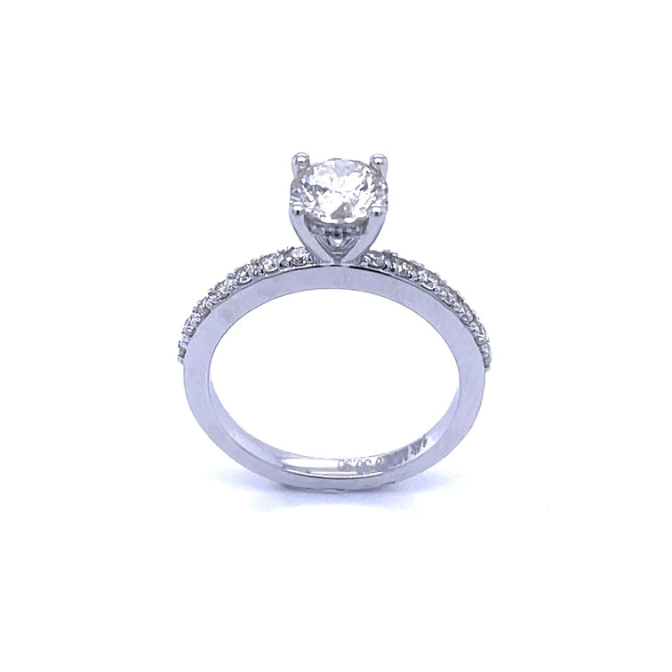 14kt White Gold Center Diamond Ring