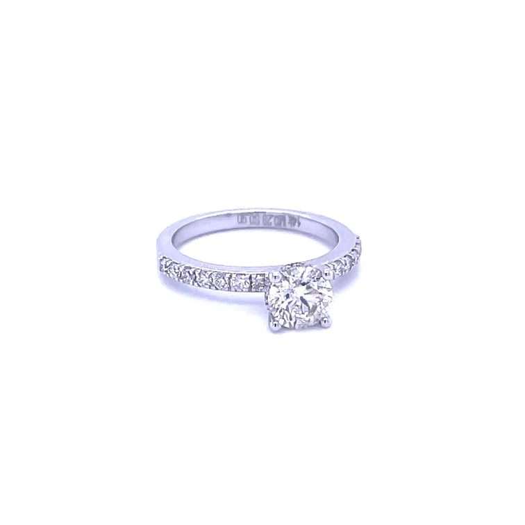 14kt White Gold Center Diamond Ring