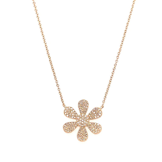 14KT Gold Flower Pendant With Diamonds