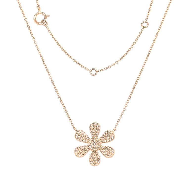 14KT Gold Flower Pendant With Diamonds