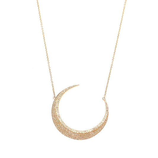 14KT Gold Moon Pendant With Diamond