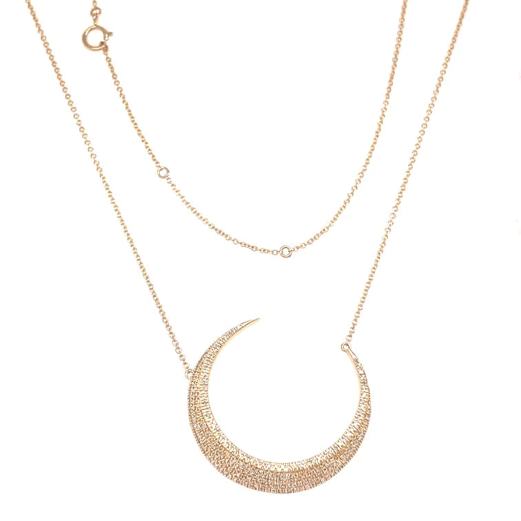 14KT Gold Moon Pendant With Diamond