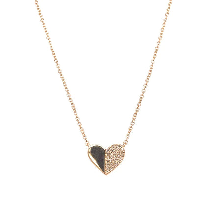 Half And Half Heart Pendant With Diamonds