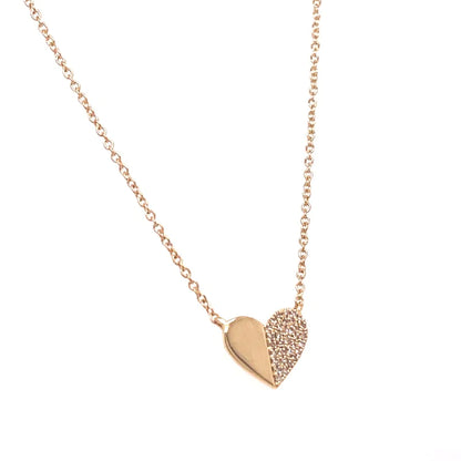 Half And Half Heart Pendant With Diamonds