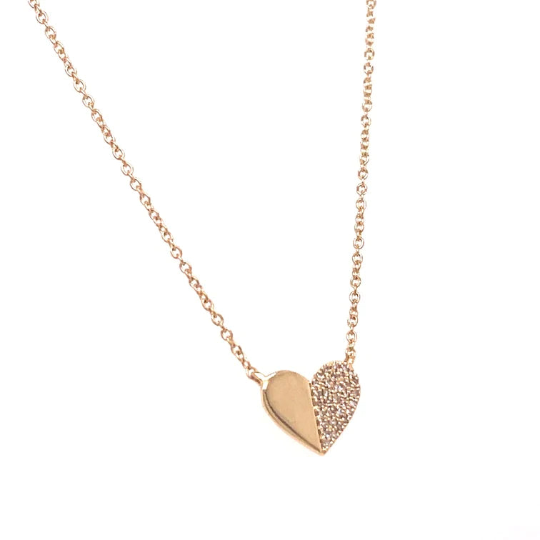 Half And Half Heart Pendant With Diamonds