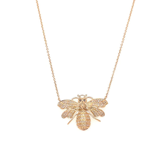 14KT Gold Honeybee Pendants With Diamonds