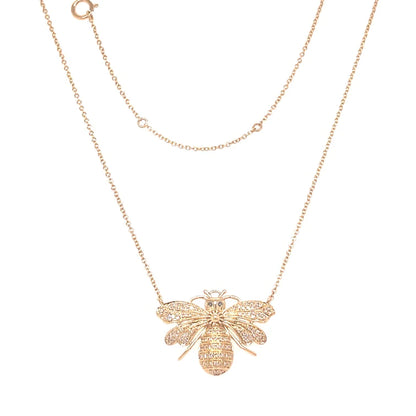 14KT Gold Honeybee Pendants With Diamonds