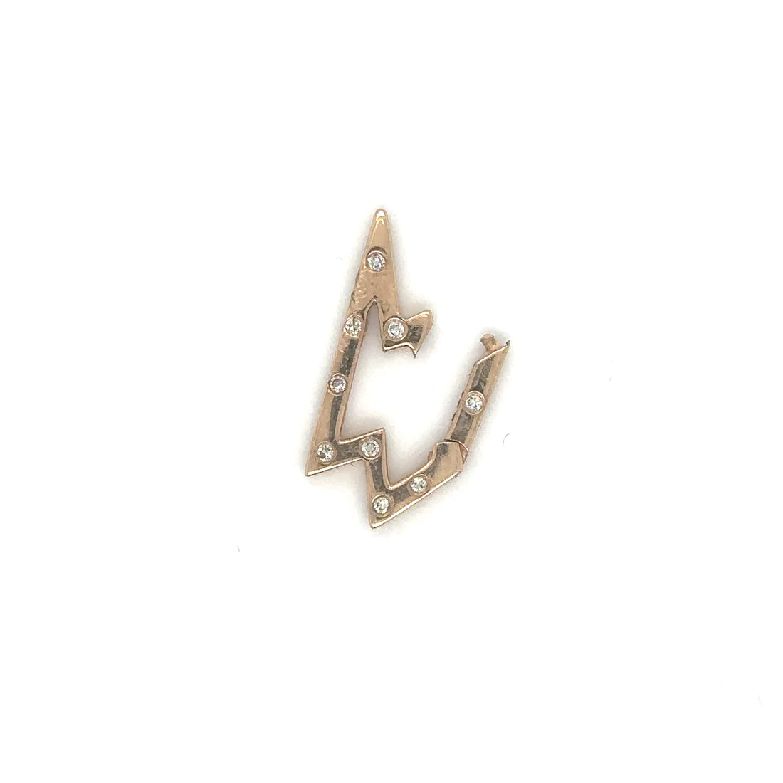 14k Rose Gold Lighting Bolt Lock With Diamonds