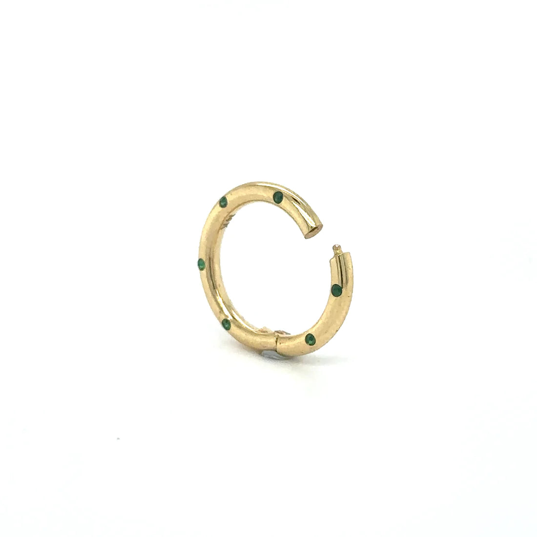 14k Yellow Gold Emerald Round Lock