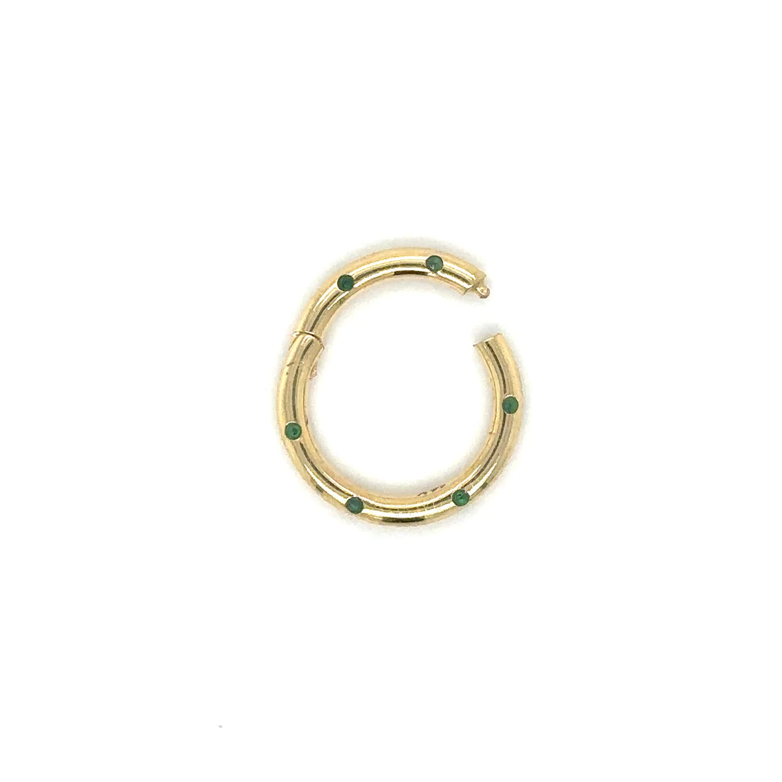 14k Yellow Gold Emerald Round Lock