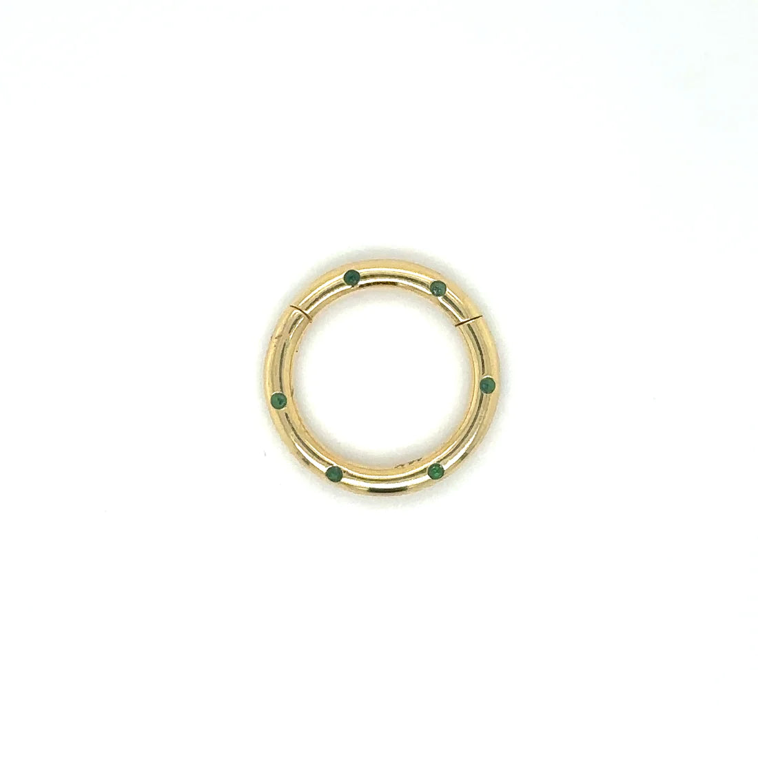 14k Yellow Gold Emerald Round Lock