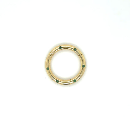 14k Yellow Gold Emerald Round Lock