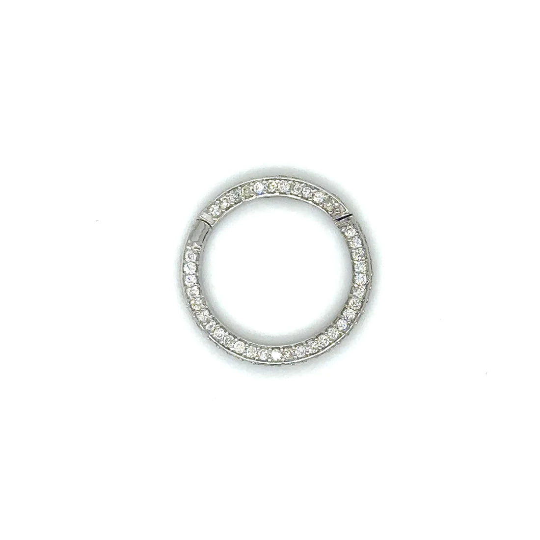 14k White Gold Diamond Round Lock