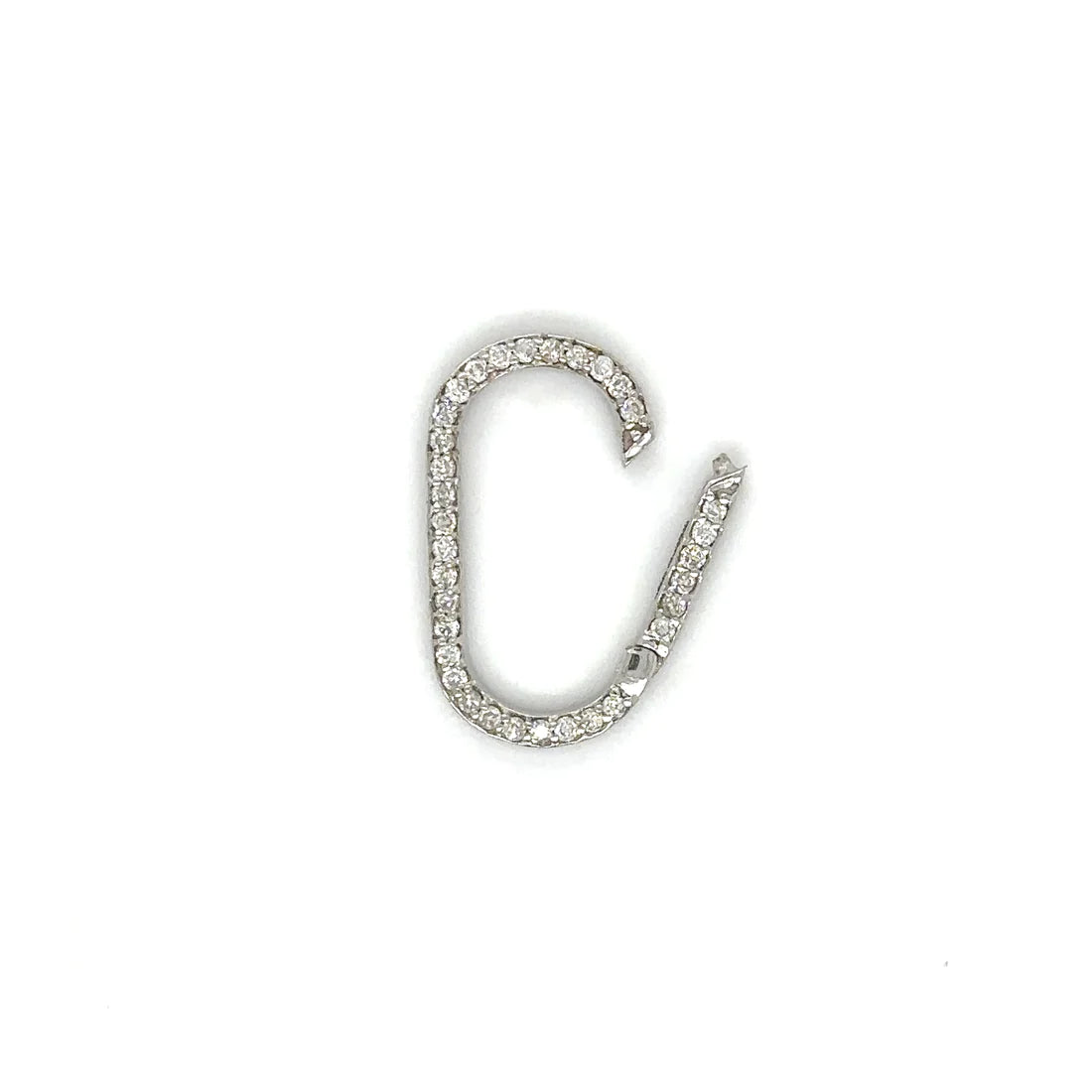 14k White Gold Diamond Paperclip Lock