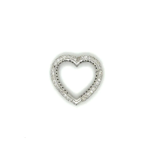 14k White Gold Heart Shape Diamond Lock