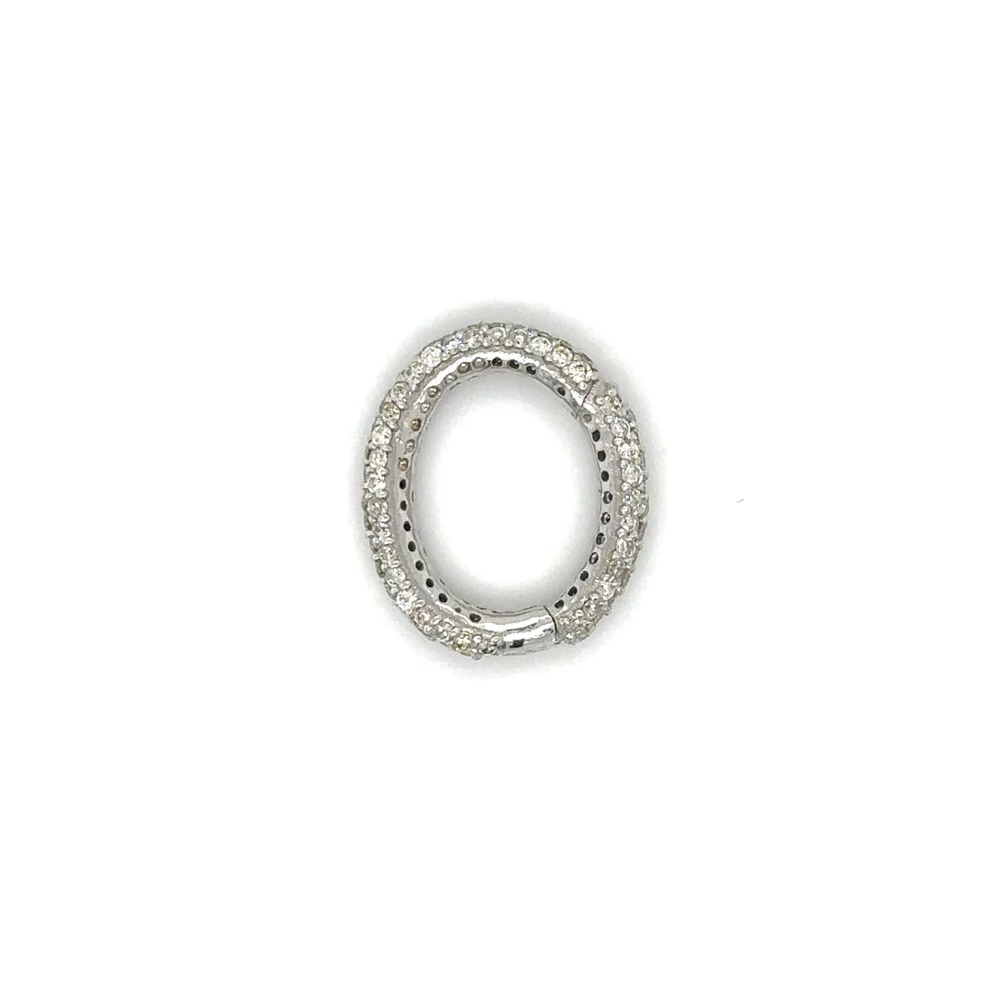 14k White Gold Diamond Oval Lock