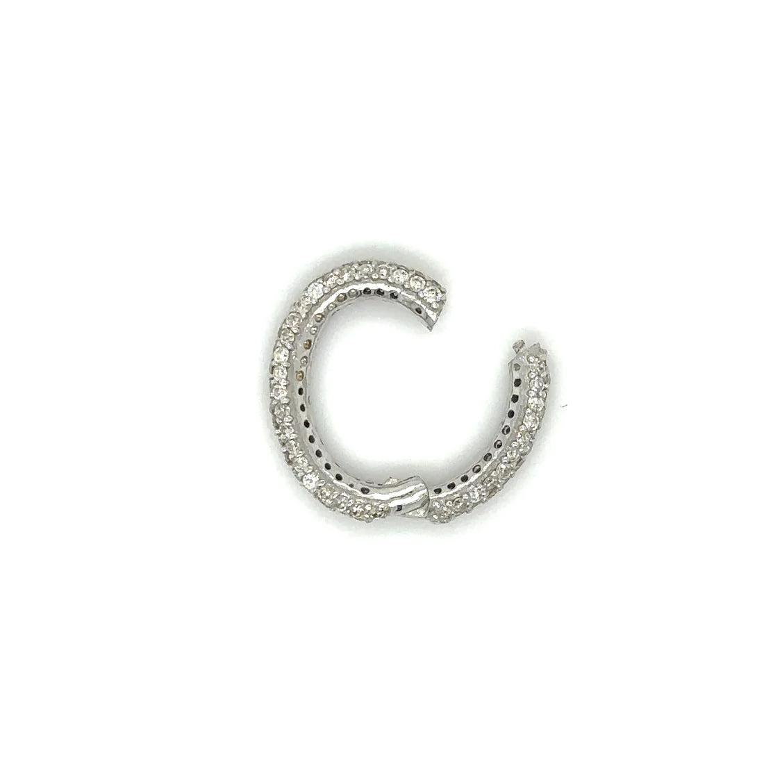 14k White Gold Diamond Oval Lock