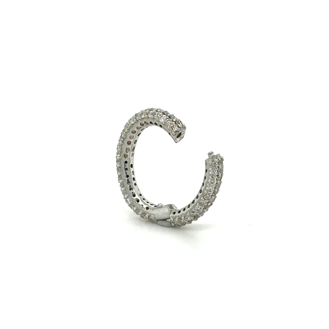 14k White Gold Diamond Oval Lock
