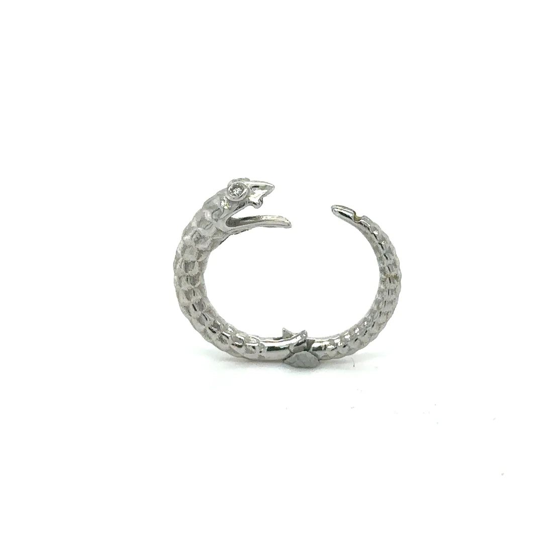 14k White Gold Diamond Eyes Snake Lock