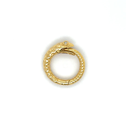 14k Yellow Gold Diamond Eyes Snake Lock