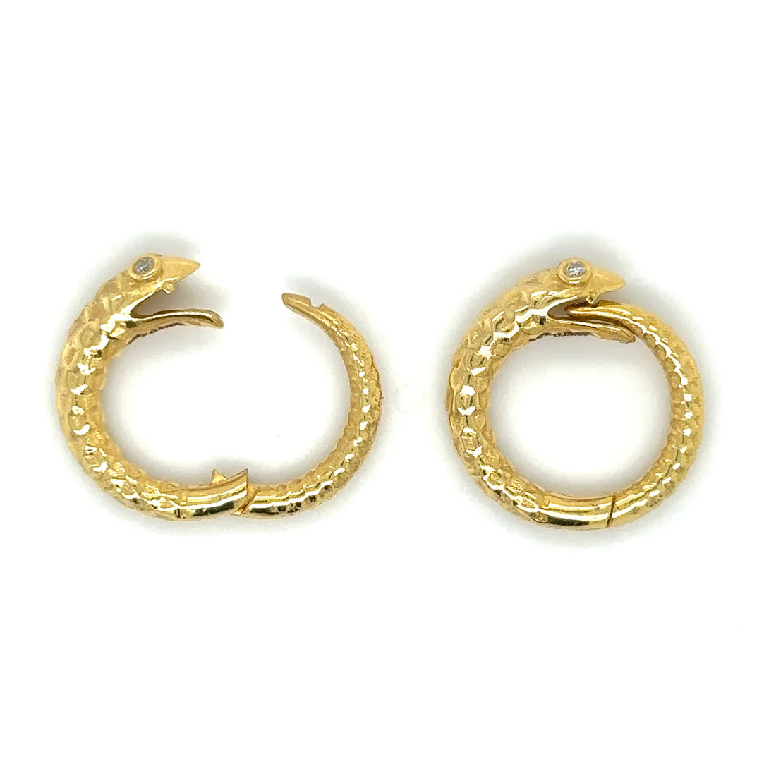 14k Yellow Gold Diamond Eyes Snake Lock