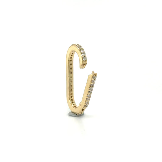 14k Yellow Gold Diamond Paperclip Lock