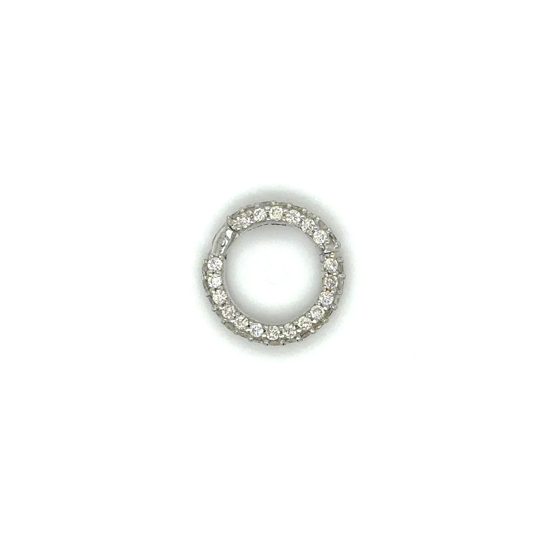 14k White Gold Diamond Round Lock