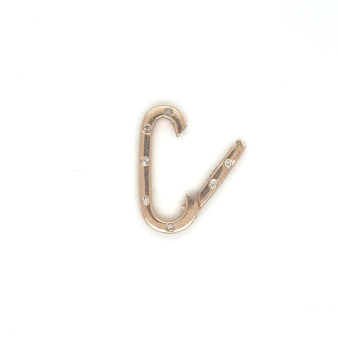 14k Rose Gold Paperclip Lock With Diamonds