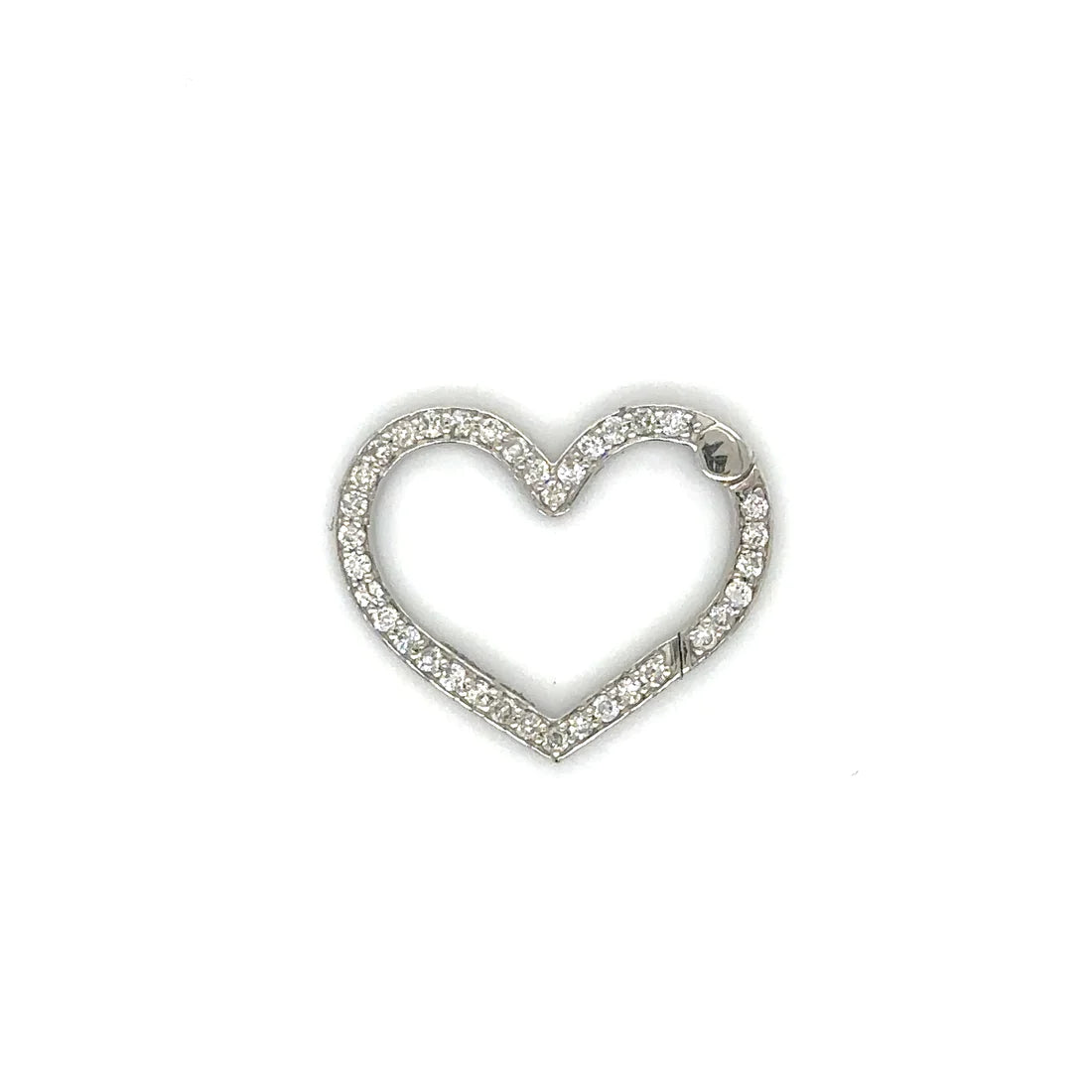 14k White Gold Heart Shape Diamond Lock