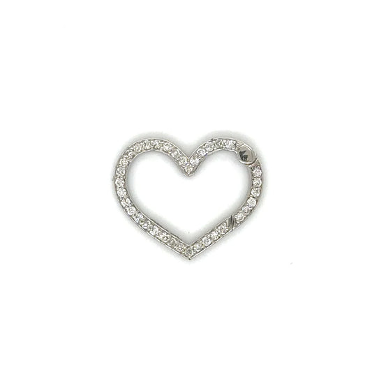 14k White Gold Heart Shape Diamond Lock