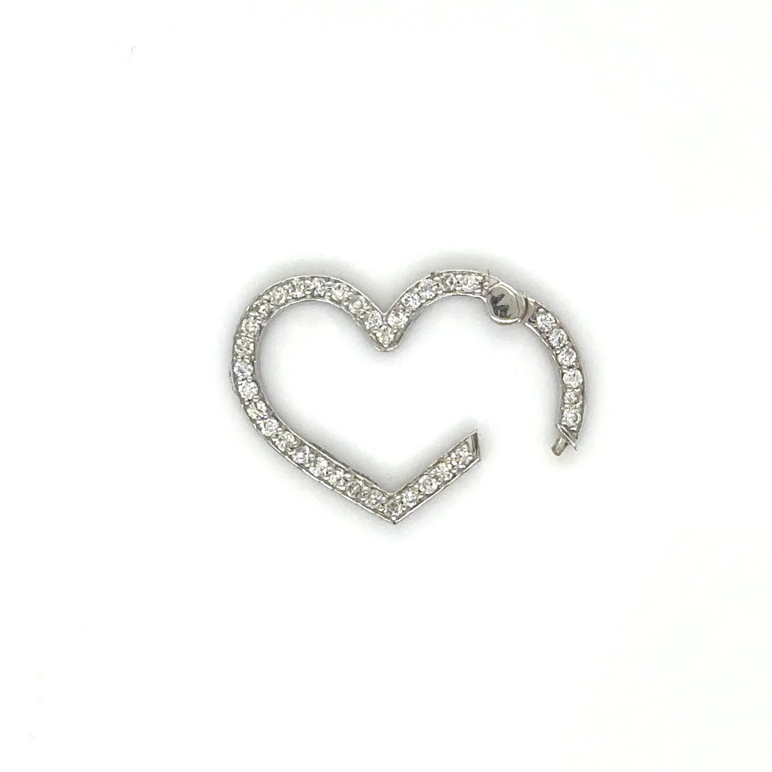 14k White Gold Heart Shape Diamond Lock