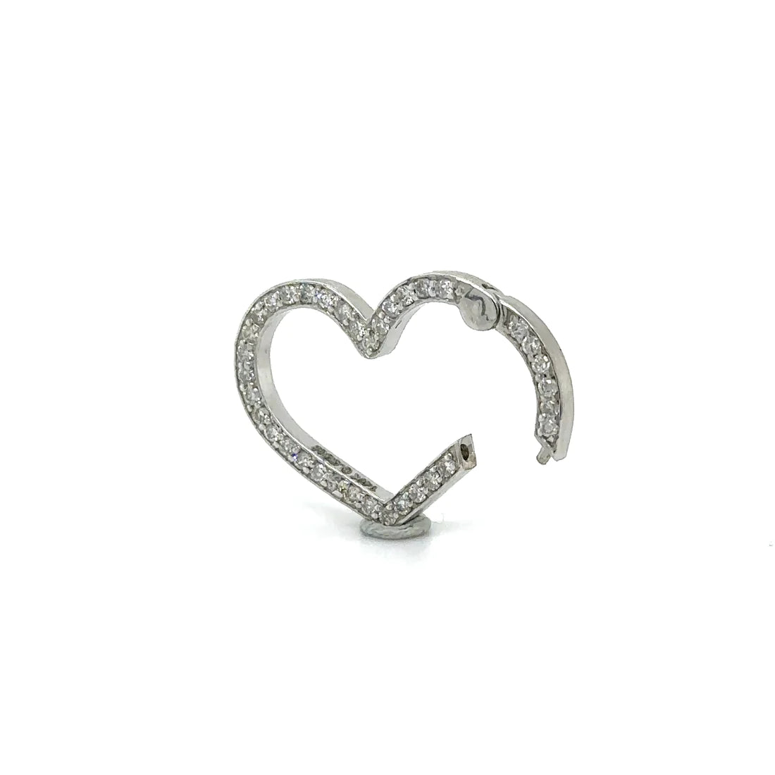 14k White Gold Heart Shape Diamond Lock