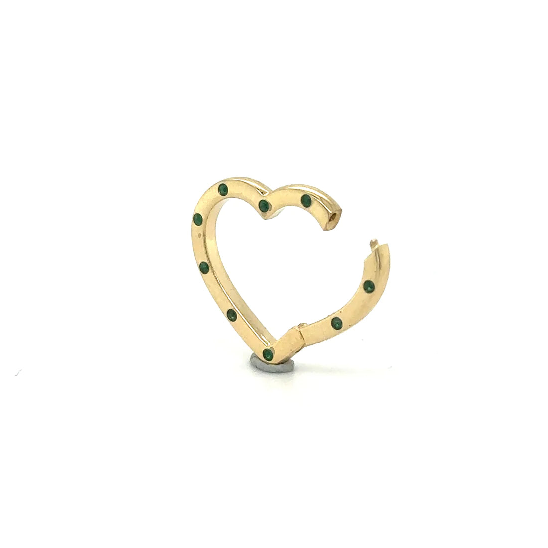14k Yellow Gold Eemrald Heart Lock