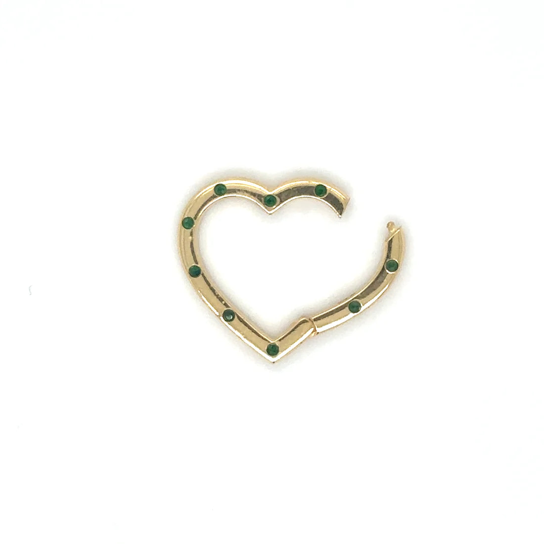 14k Yellow Gold Eemrald Heart Lock