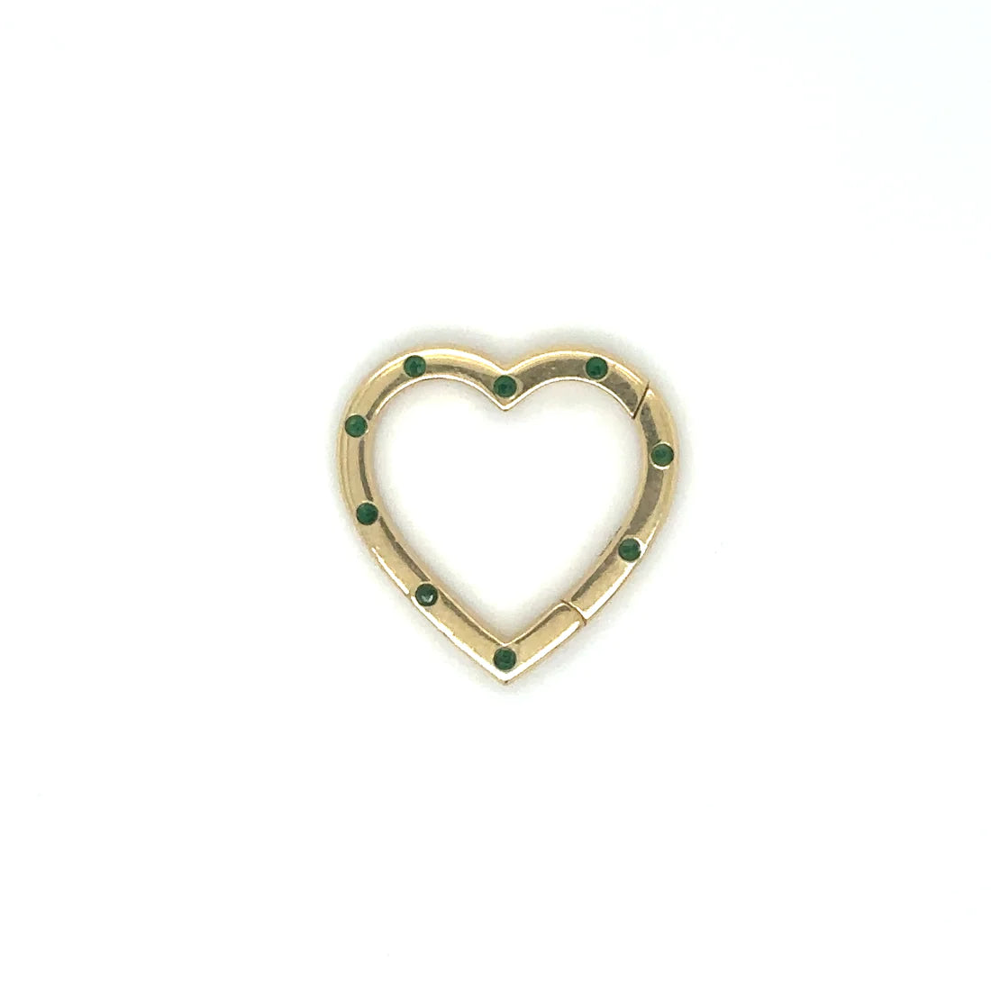 14k Yellow Gold Eemrald Heart Lock
