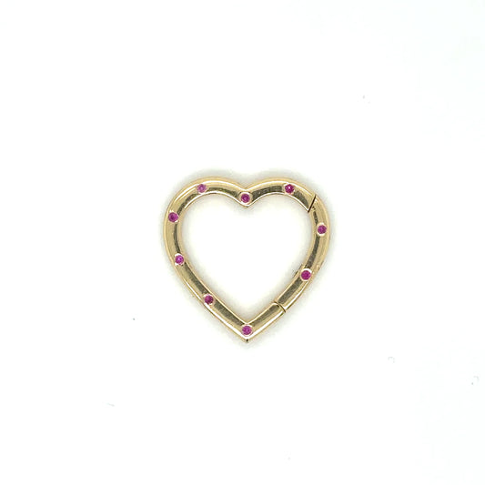 14k Yellow Gold Ruby Heart Lock