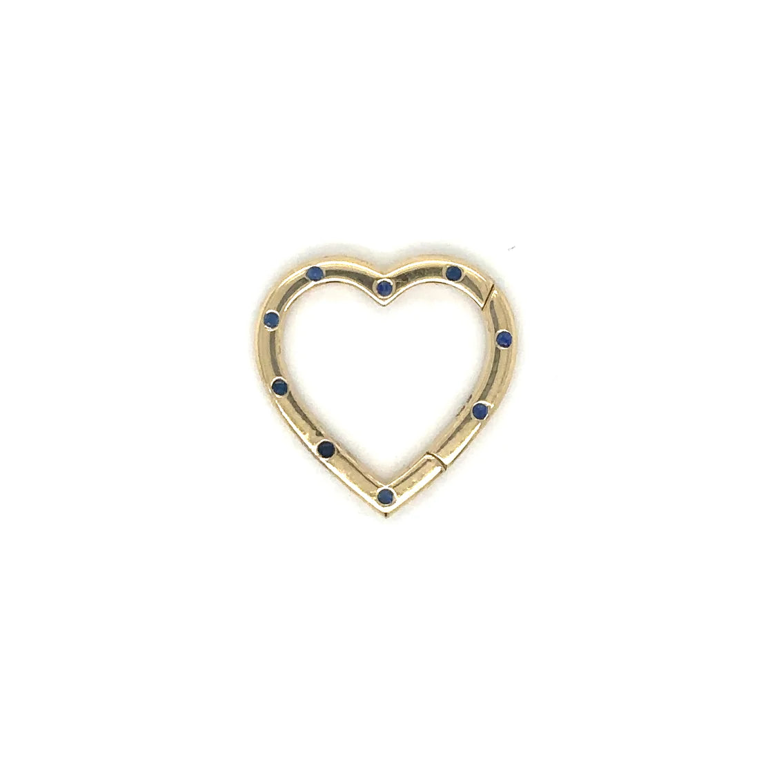 14k Yellow Gold Sapphire Heart Lock
