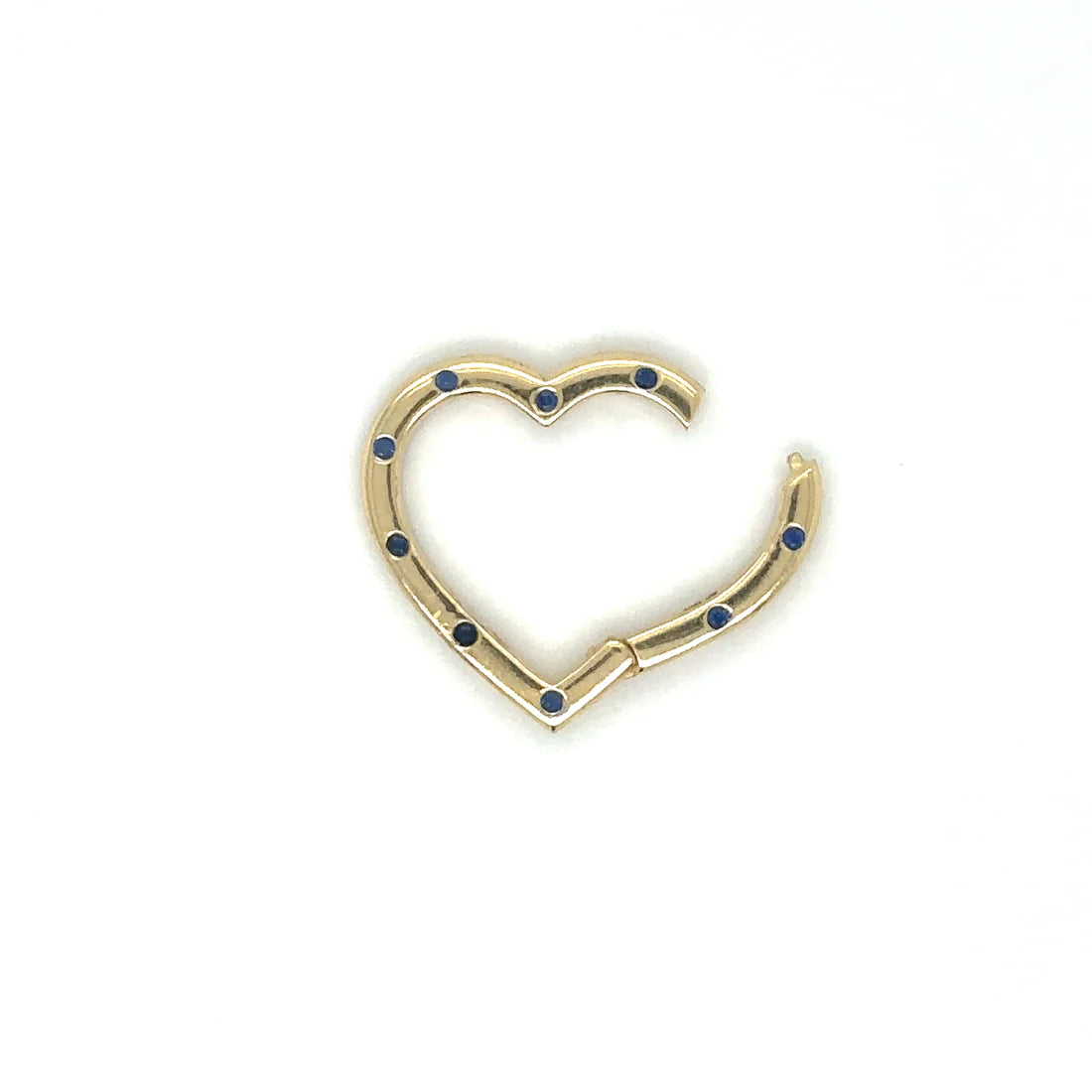 14k Yellow Gold Sapphire Heart Lock