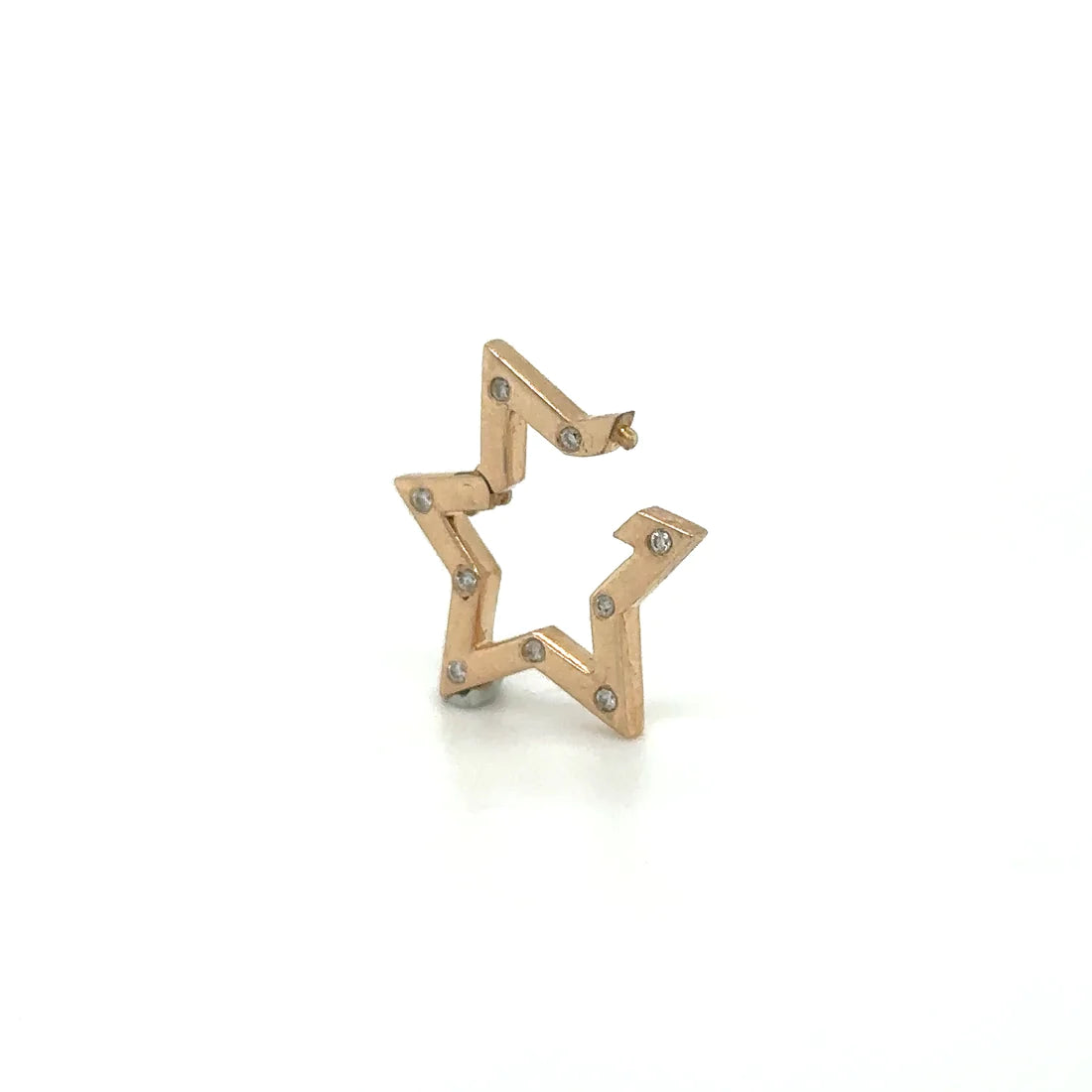 14k Rose Gold Star Lock With Diamonds