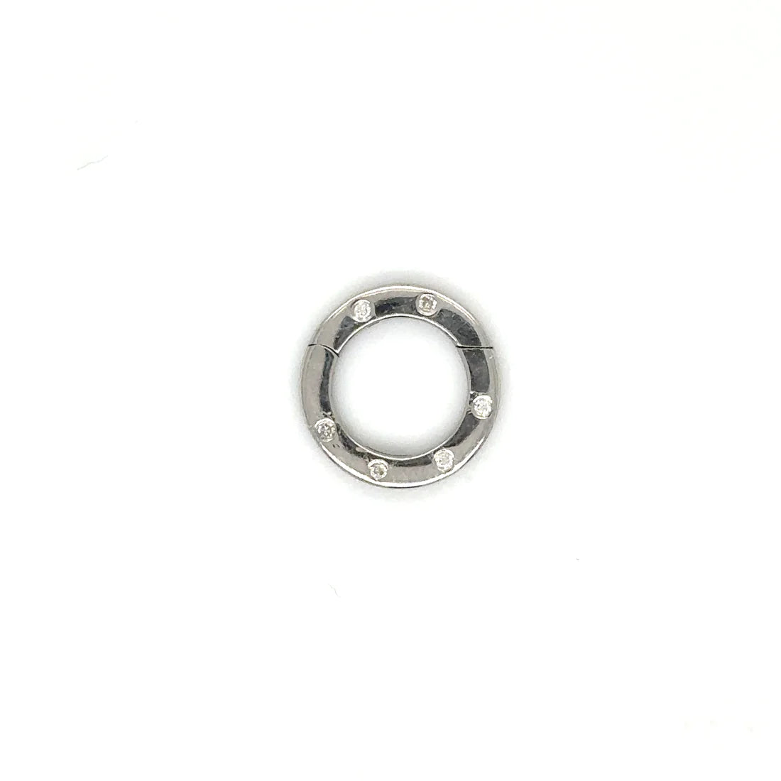 14k White Gold Diamond Round Lock