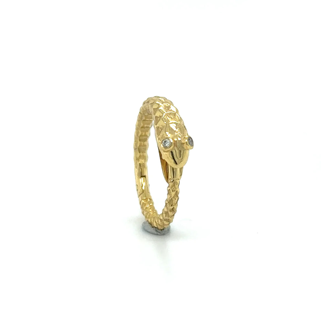 14k Yellow Gold Diamond Eyes Snake Lock