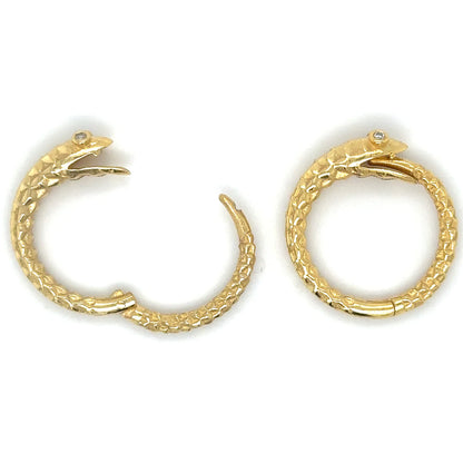 14k Yellow Gold Diamond Eyes Snake Lock