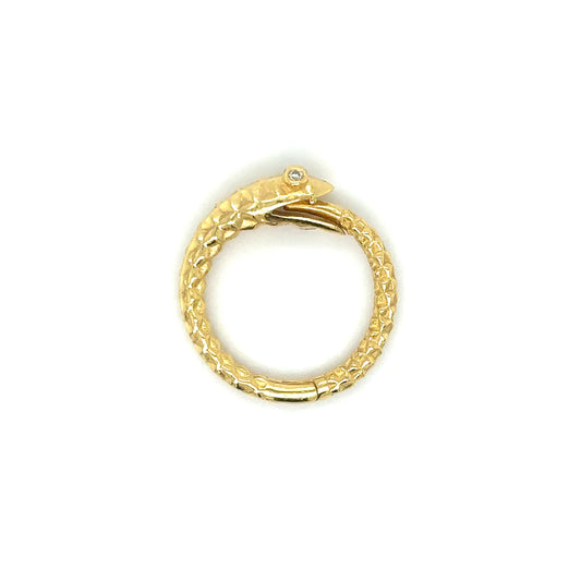 14k Yellow Gold Diamond Eyes Snake Lock