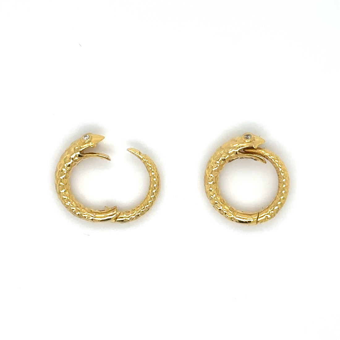 14k Yellow Gold Diamond Eyes Snake Lock