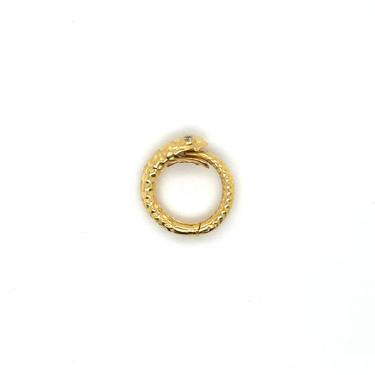 14k Yellow Gold Diamond Eyes Snake Lock