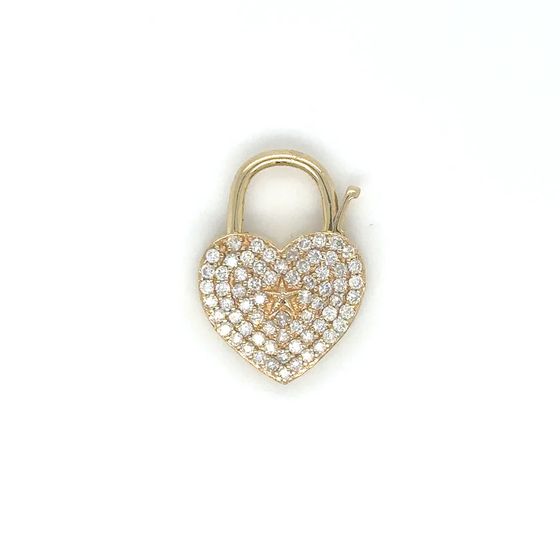 14k Yellow Gold Heart Shape Diamond Connector/lock